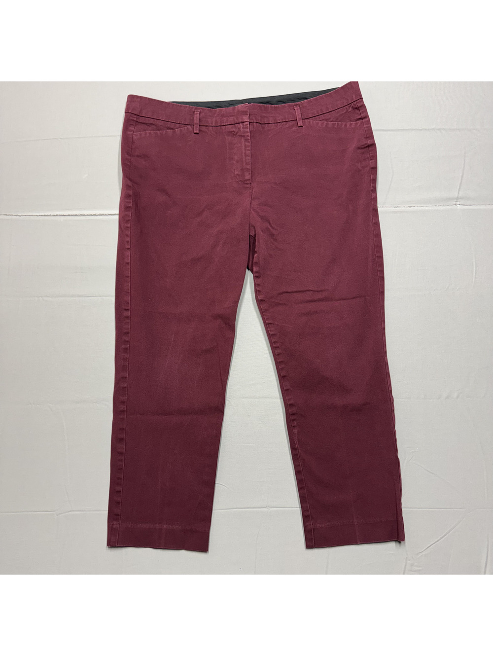 Worthington Womens Ankle Pants Cotton Stretch Solid Size 14 Maroon Casual Work
